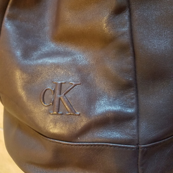 CK Calvin Klein brown Real leather duffle bucket backpack bag - Picture 6 of 14